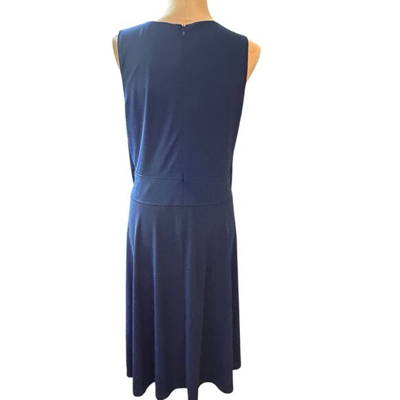 RALPH LAUREN Women’s Blue Sleeveless Fit & Flare Jersey Dress Round Neck Sz. 16 - Picture 8 of 16